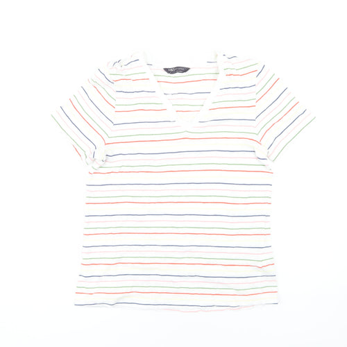 Marks and Spencer Women's Multicoloured Striped T-Shirt Size 8
