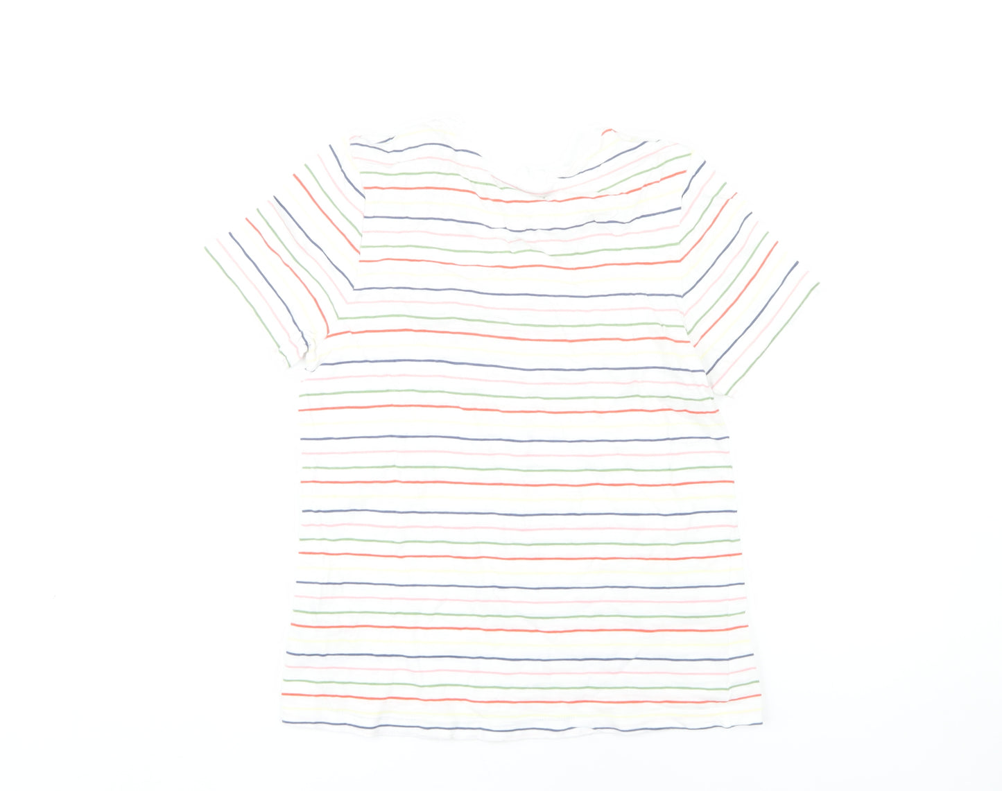 Marks and Spencer Women's Multicoloured Striped T-Shirt Size 8