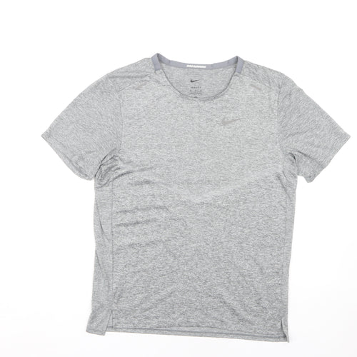 Nike Men's Grey Running T-Shirt, Size S, Breathable, Logo
