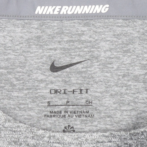 Nike Men's Grey Running T-Shirt, Size S, Breathable, Logo