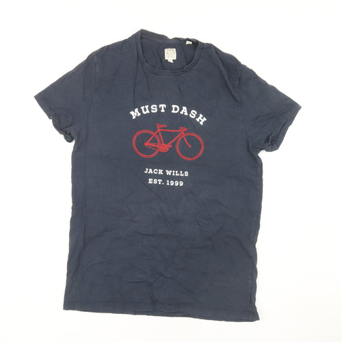 Jack Wills Men's Blue Medium Bicycle Graphic T-Shirt