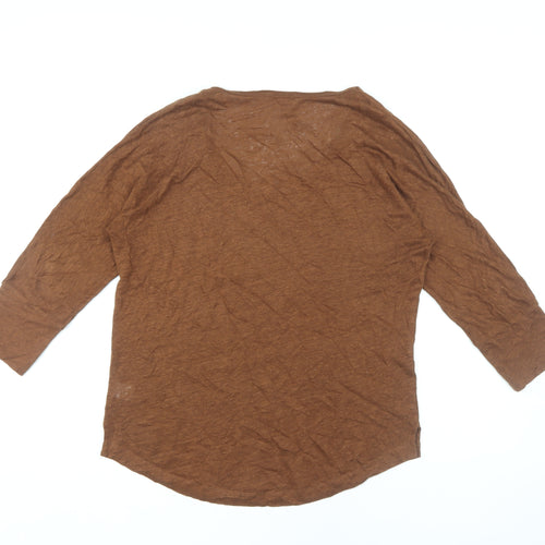 Witchery Women's Brown 3/4 Sleeve Linen T-Shirt