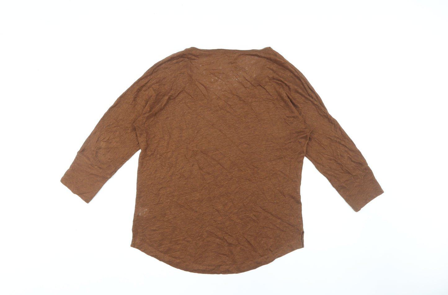 Witchery Women's Brown 3/4 Sleeve Linen T-Shirt