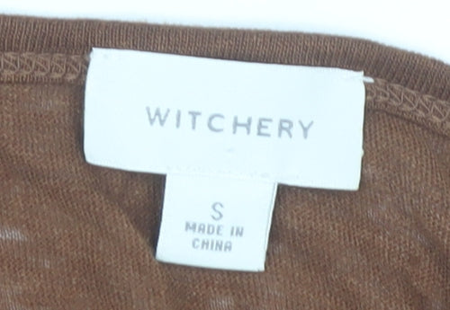 Witchery Women's Brown 3/4 Sleeve Linen T-Shirt