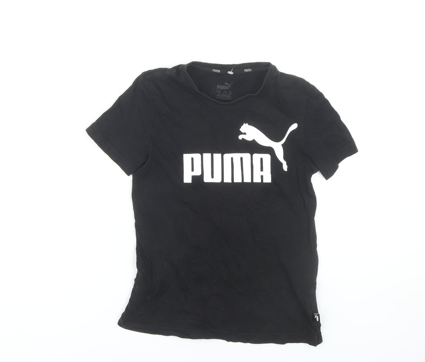 Puma Boys Black T-Shirt 9-10 Years Short Sleeve Casual