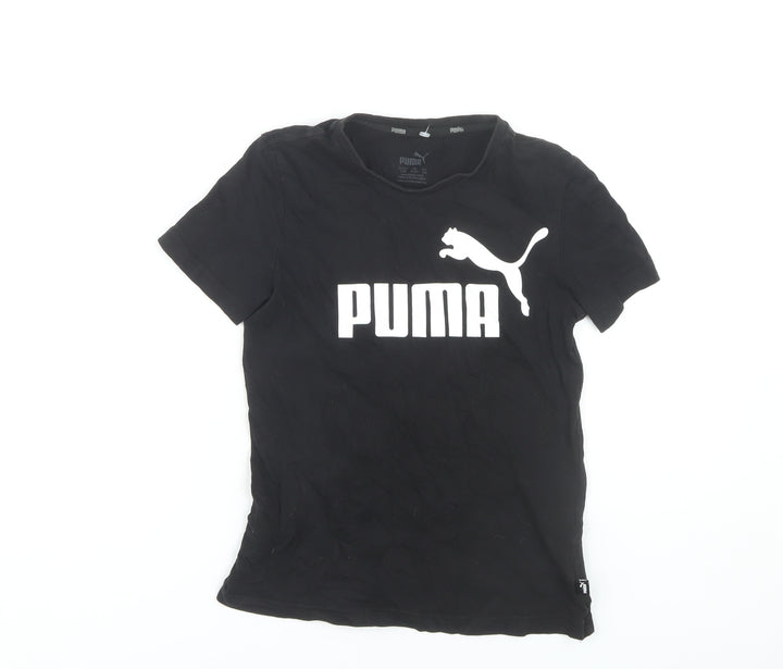 Puma Boys Black T-Shirt 9-10 Years Short Sleeve Casual