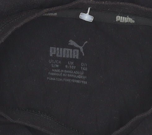 Puma Boys Black T-Shirt 9-10 Years Short Sleeve Casual