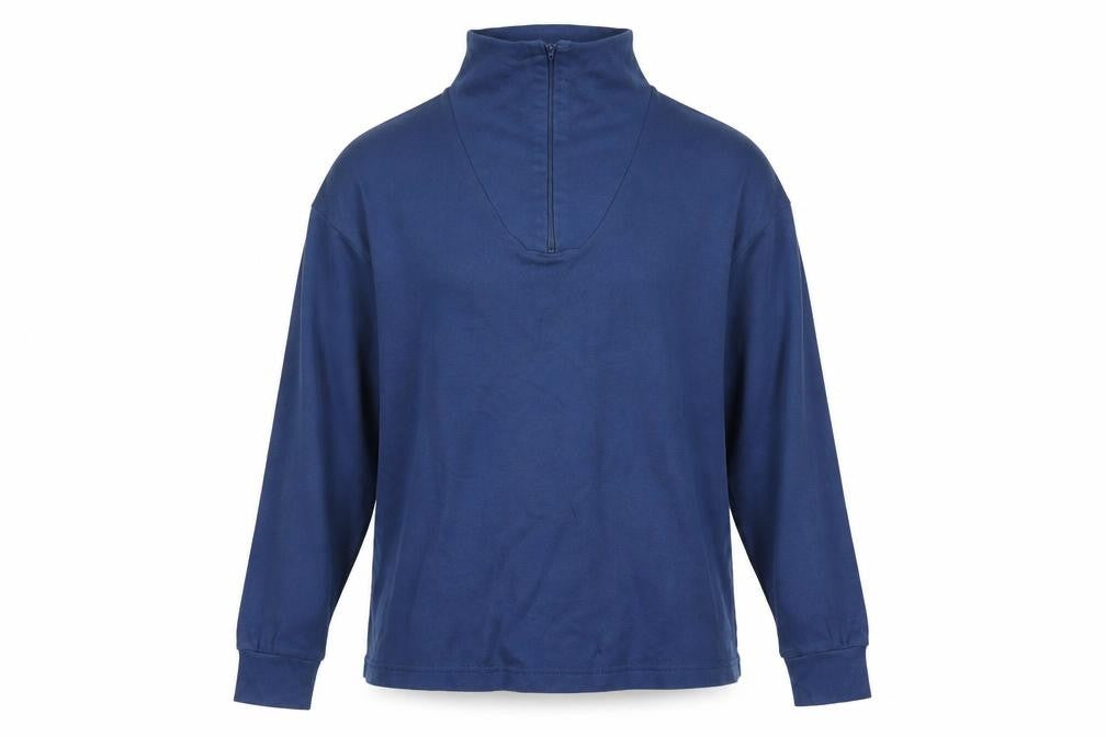 Front view of Trespass Men's Blue Long Sleeve High Neck Sweatshirt