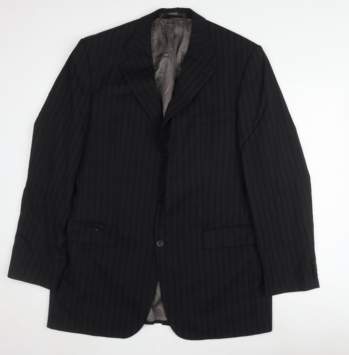 Féraud Men's Black Wool Striped Blazer Size 42