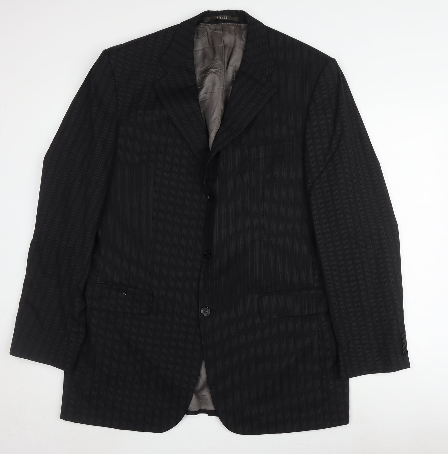 Féraud Men's Black Wool Striped Blazer Size 42