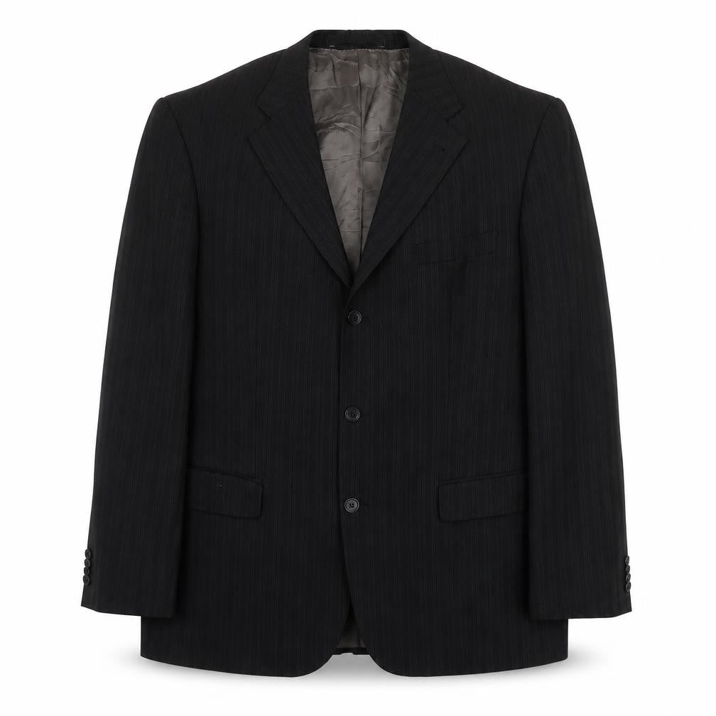 Front view of Feraud Men's Black Wool Striped Blazer, size 42