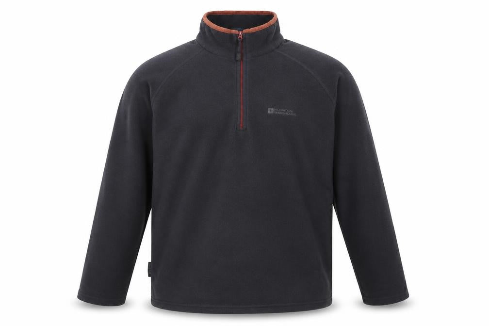 Front view of Mountain Warehouse Men's Black Fleece 1/4 Zip Sweatshirt L