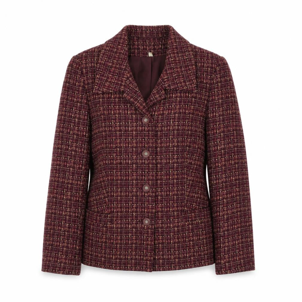 Front view of Honor Millburn Women's Red Check Blazer, size 14
