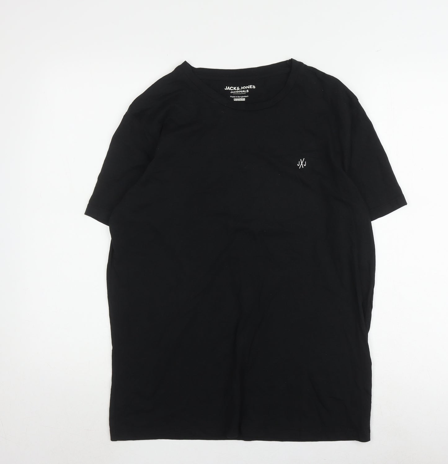 Jack & Jones Men's Black T-Shirt Large, Cotton, Regular Fit