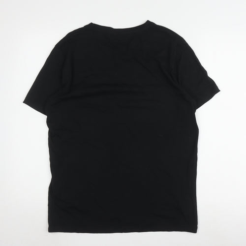 Jack & Jones Men's Black T-Shirt Large, Cotton, Regular Fit