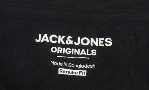 Jack & Jones Men's Black T-Shirt Large, Cotton, Regular Fit