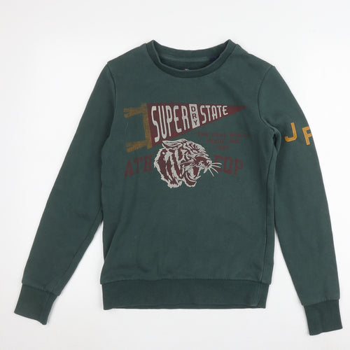 Superdry Women's Green Graphic Pullover Sweatshirt Size 6
