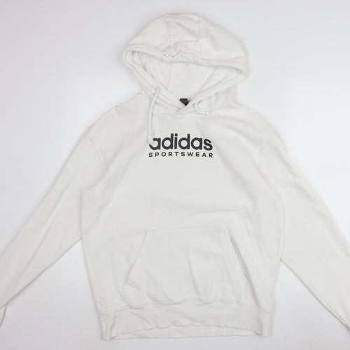 Adidas Men's White Hoodie, Small, Pullover, Logo Design