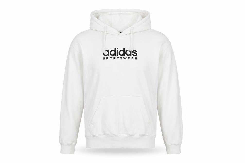 Front view of Adidas Men's White Hoodie, Small, Pullover, Logo Design