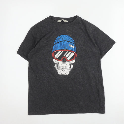 Kangaroo Poo Boys Grey T-Shirt Skull Graphic Print 9-10 Years