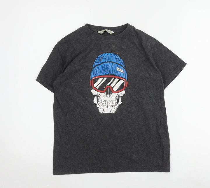 Kangaroo Poo Boys Grey T-Shirt Skull Graphic Print 9-10 Years