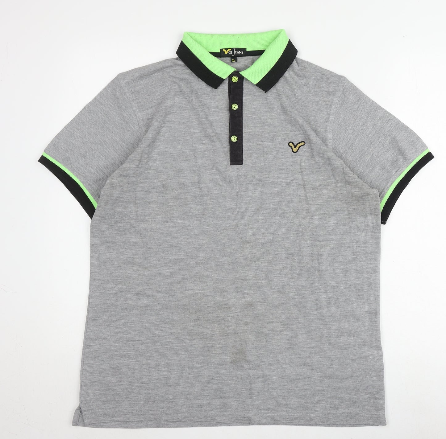 Voi Jeans Men's Grey Polo Shirt XL Casual Short Sleeve