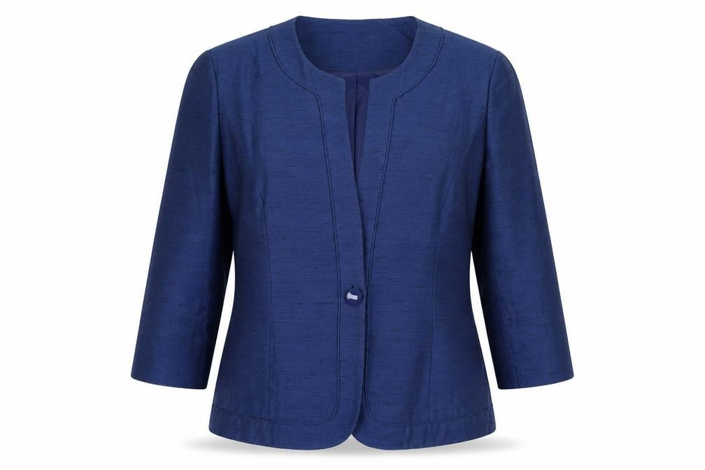 Front view of Eastex Women’s Blue Blazer, size UK 14