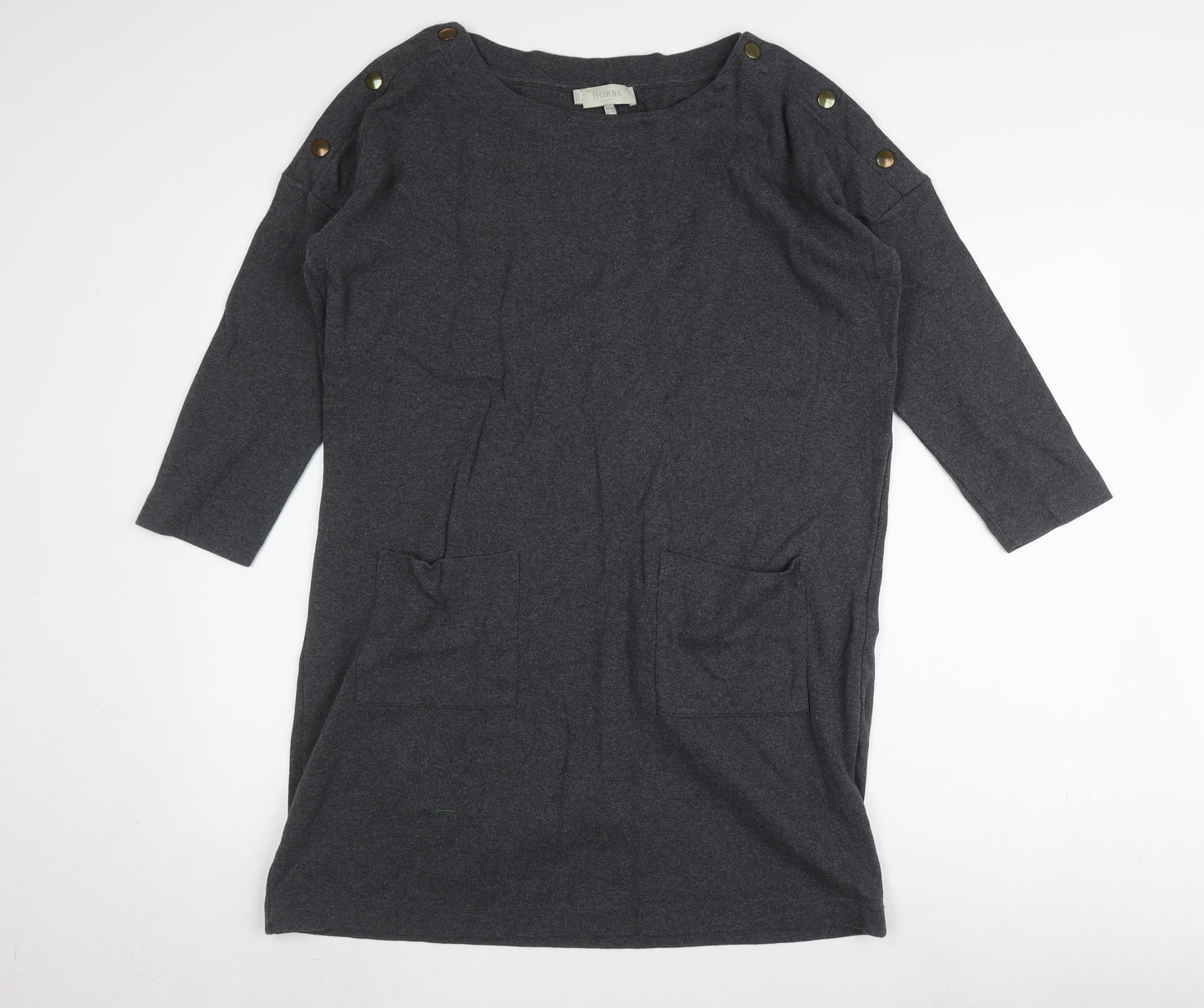Hobbs Grey Women's Shift Dress Size 12, 3/4 Sleeve, Cotton
