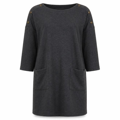 Hobbs Grey Women's Shift Dress Size 12, 3/4 Sleeve, Cotton