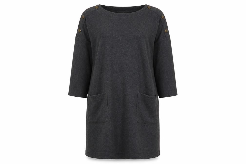 Hobbs Grey Women's Shift Dress Size 12, 3/4 Sleeve, Cotton