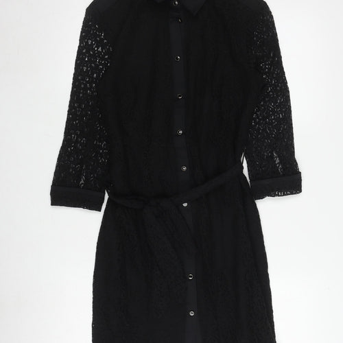 Laura Ashley Women's Black Lace Dress Size 8 Long Sleeve