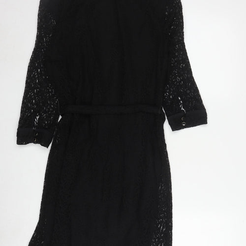 Laura Ashley Women's Black Lace Dress Size 8 Long Sleeve