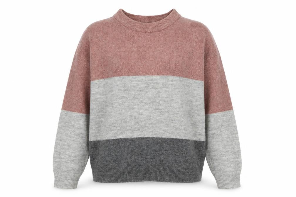 Front view of Jacqueline de Yong Women's Multicoloured Striped Jumper
