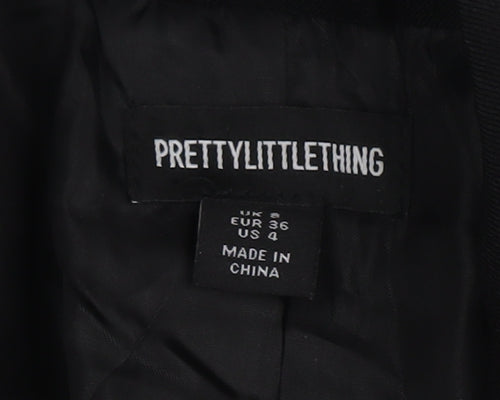 PrettyLittleThing Women's Black Blazer Size 8 Regular Fit