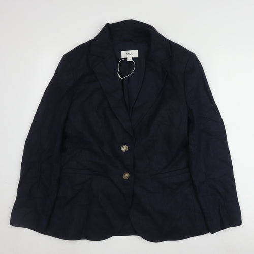 Marks and Spencer Women's Blue Linen Blazer Size 12