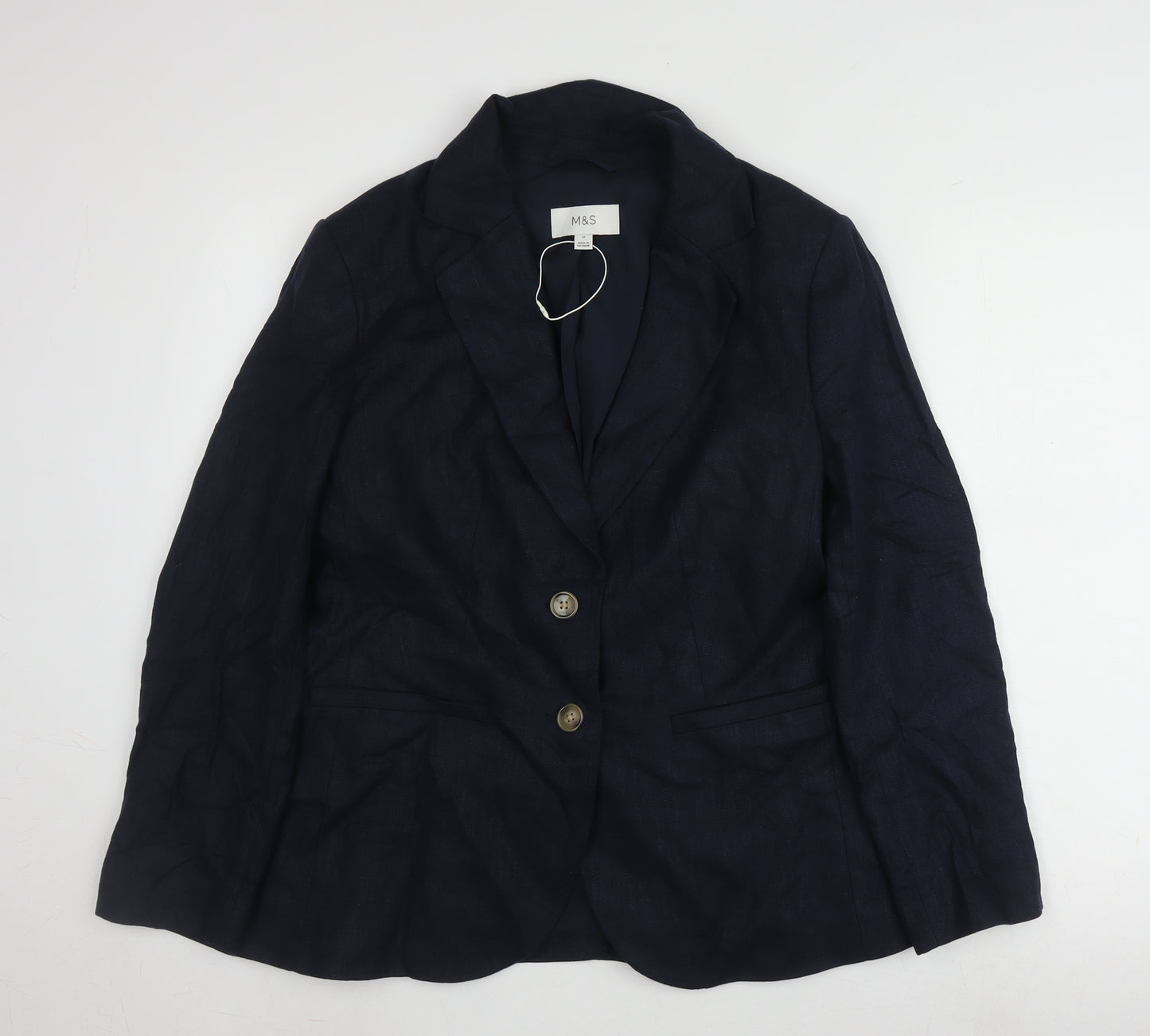 Marks and Spencer Women's Blue Linen Blazer Size 12