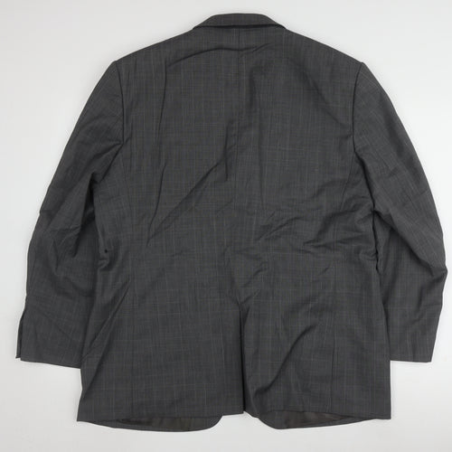 Marks and Spencer Men's Grey Check Blazer, Size 44S, Three-Button