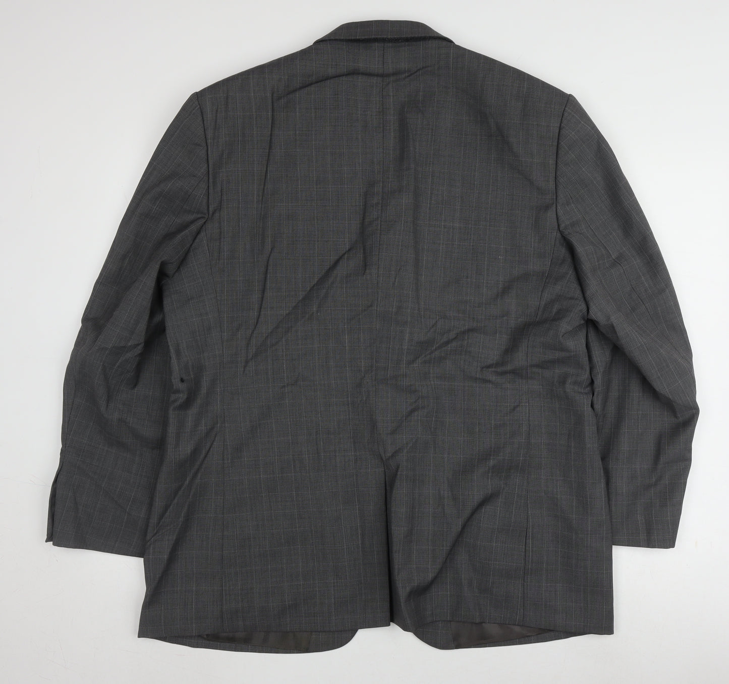 Marks and Spencer Men's Grey Check Blazer, Size 44S, Three-Button