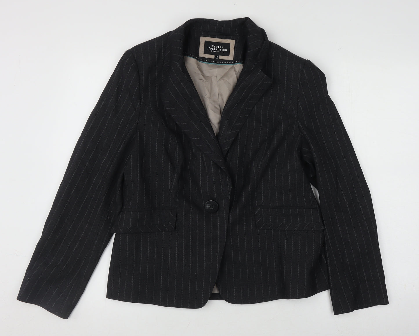 Debenhams Women's Black Pinstripe Blazer Size 14