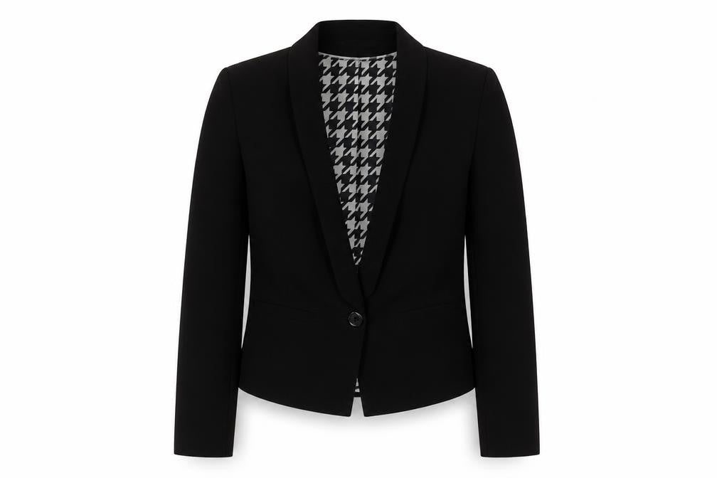 Front view of Marks & Spencer Black Women's Blazer, size 8, One-Button