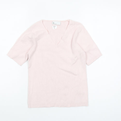 BHS Women's Pink V-Neck Pullover Jumper Size 12