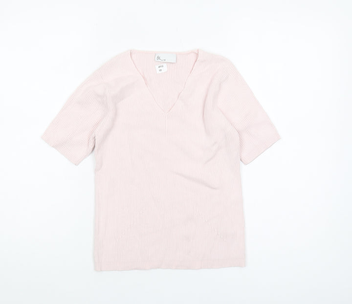 BHS Women's Pink V-Neck Pullover Jumper Size 12