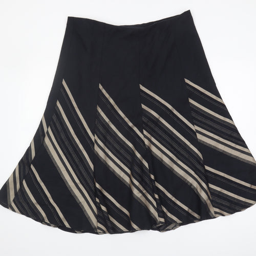 Marks and Spencer Women's Black Striped A-Line Skirt