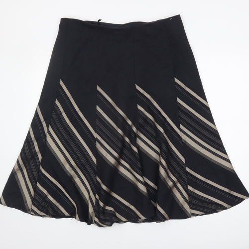 Marks and Spencer Women's Black Striped A-Line Skirt