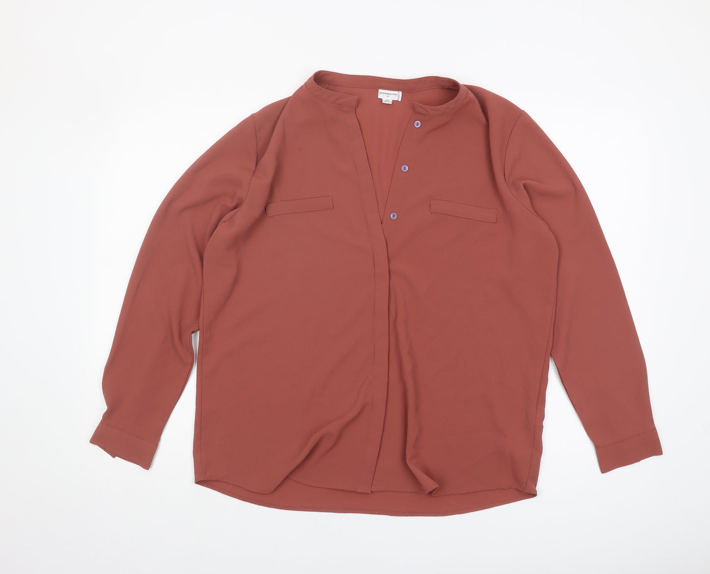 Jacqueline de Yong Women's Brown Long Sleeve Blouse Size 14