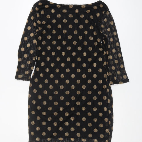Phase Eight Women's Black Polka Dot Dress, Size 14