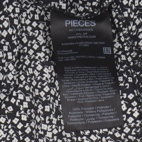 PIECES Women’s Black Floral Midi Dress M