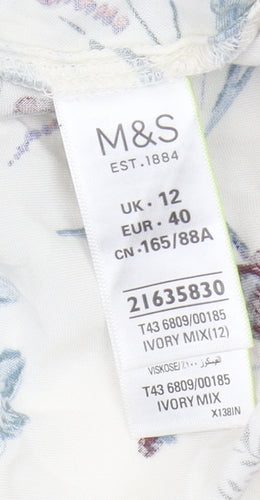 Marks and Spencer Women’s Ivory Floral Blouse Size 12