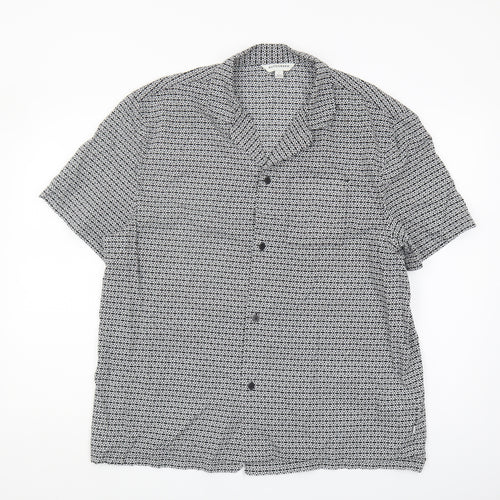 Marks and Spencer Men's Black Geometric Shirt L
