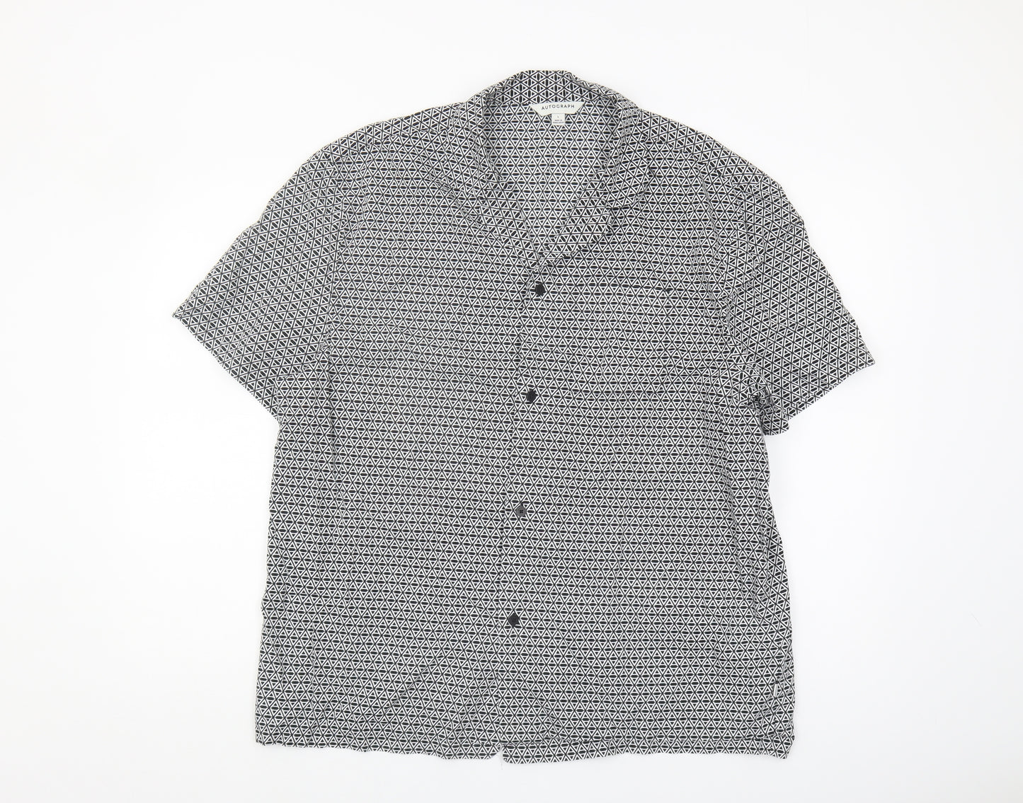 Marks and Spencer Men's Black Geometric Shirt L
